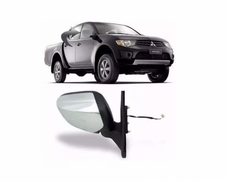 Retrovisor L-200 Triton Cromado Eletrônico lado direito 2007/16